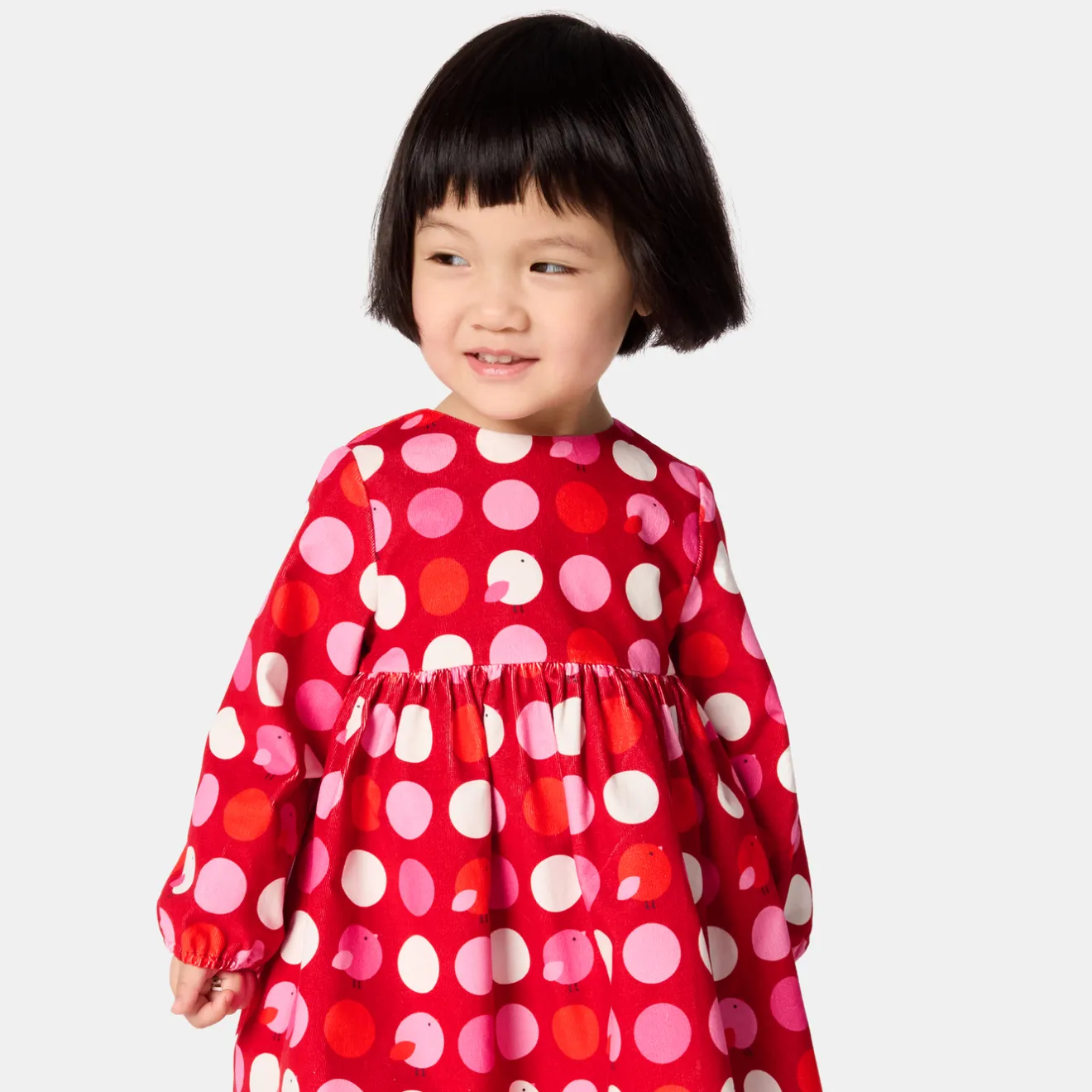 Jacadi Kleider>Babykleid für Mädchen mit langen Ärmeln ROT/MEHRFARBIG