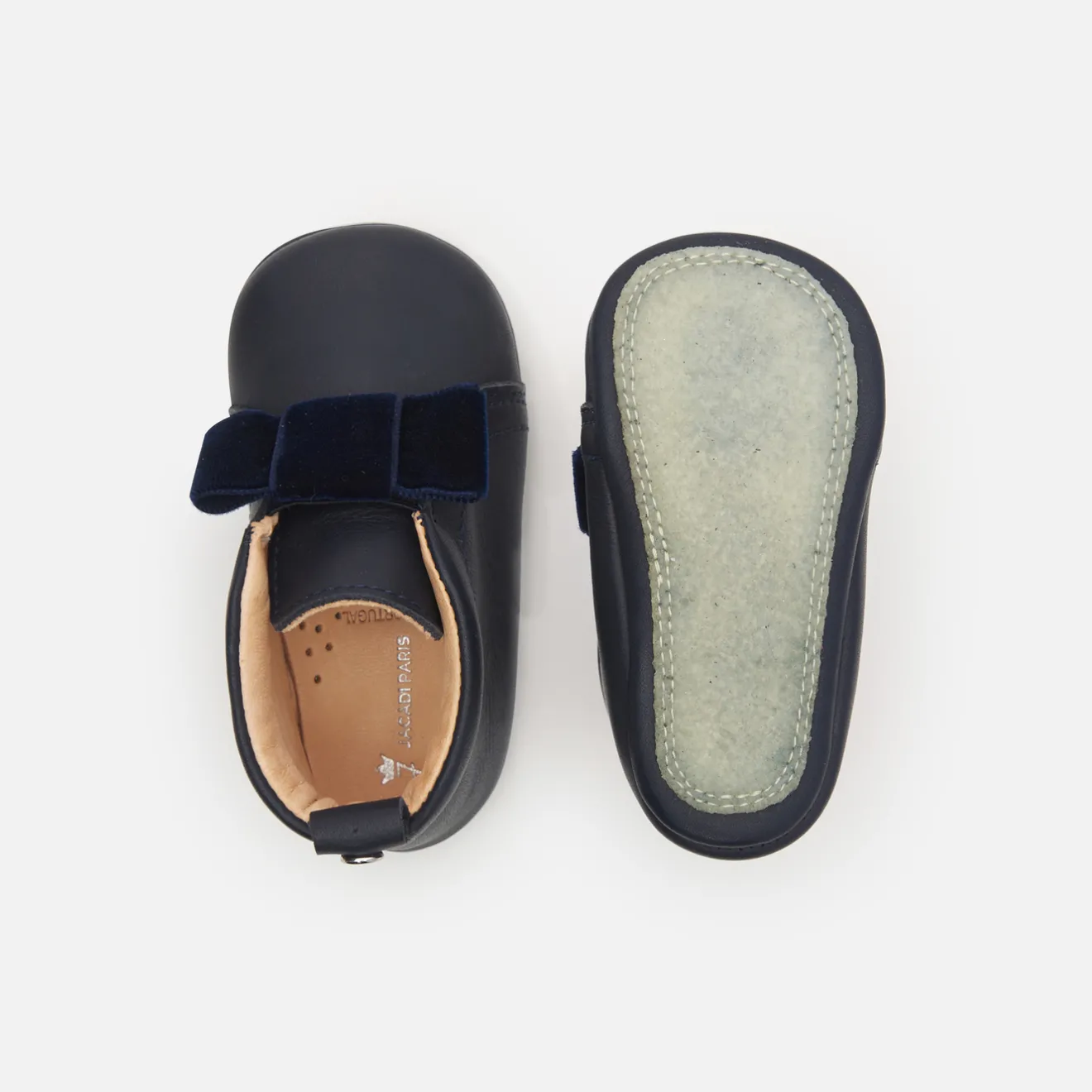 Jacadi Hausschuhe|Lederschühchen>Baby-Krabbelschuhe für Mädchen aus Leder MARINEBLAU JACADI