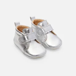 Jacadi Hausschuhe|Lederschühchen>Baby-Krabbelschuhe für Mädchen aus irisierendem Leder SILBER