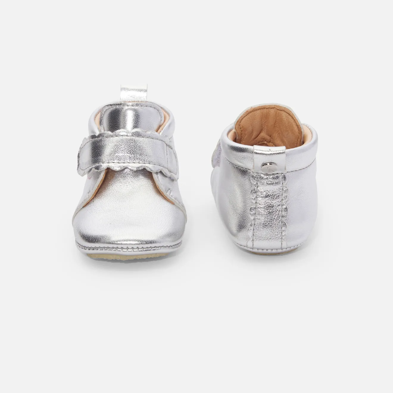 Jacadi Hausschuhe|Lederschühchen>Baby-Krabbelschuhe für Mädchen aus irisierendem Leder SILBER