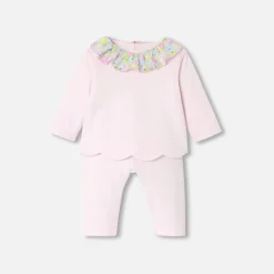 Jacadi Spieler, Latzhosen, Ensembles>Bequemes Ensemble für Baby Mädchen aus Jersey ROSA BLASS JACADI