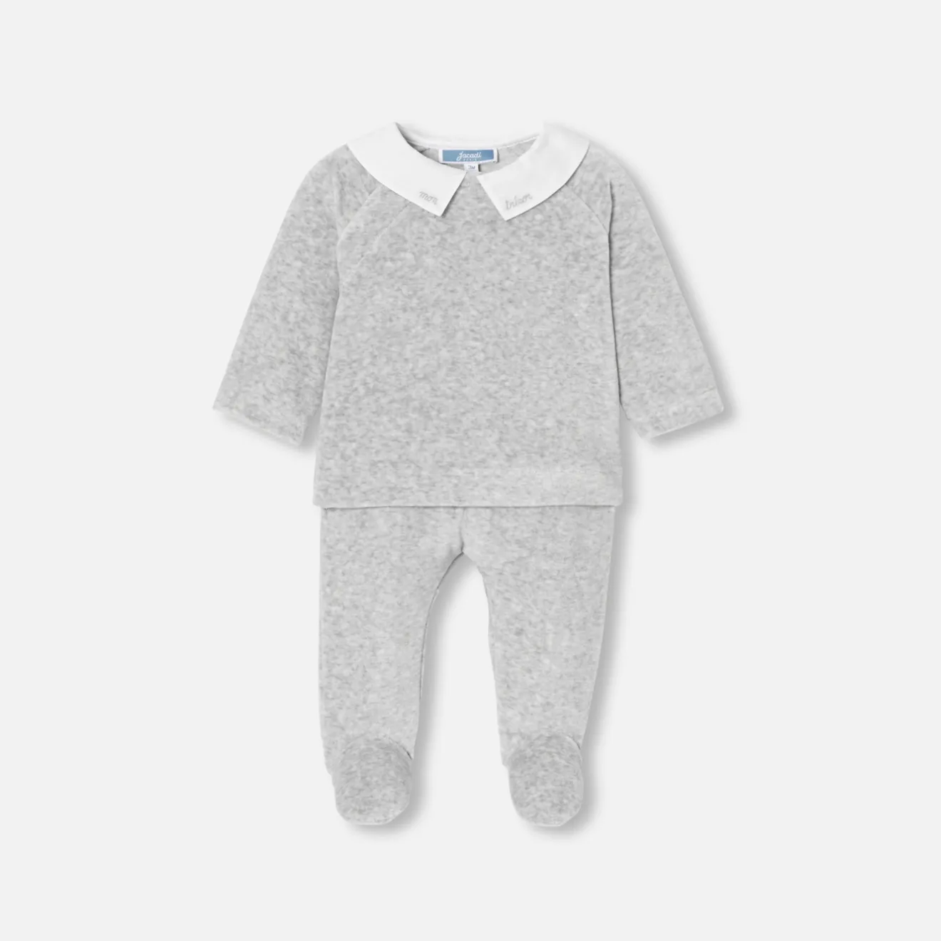 Jacadi Spieler, Latzhosen, Ensembles>Bequemes Ensemble für Babys aus Samt GRAU MELIERT HELL JACADI