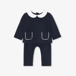 Jacadi Spieler, Latzhosen, Ensembles>Bequemes Ensemble für Baby Mädchen aus Molton MARINEBLAU HELL