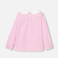 Jacadi Blusen>Bluse für Mädchen, aus gestreifter Popeline WEISS/ROSA
