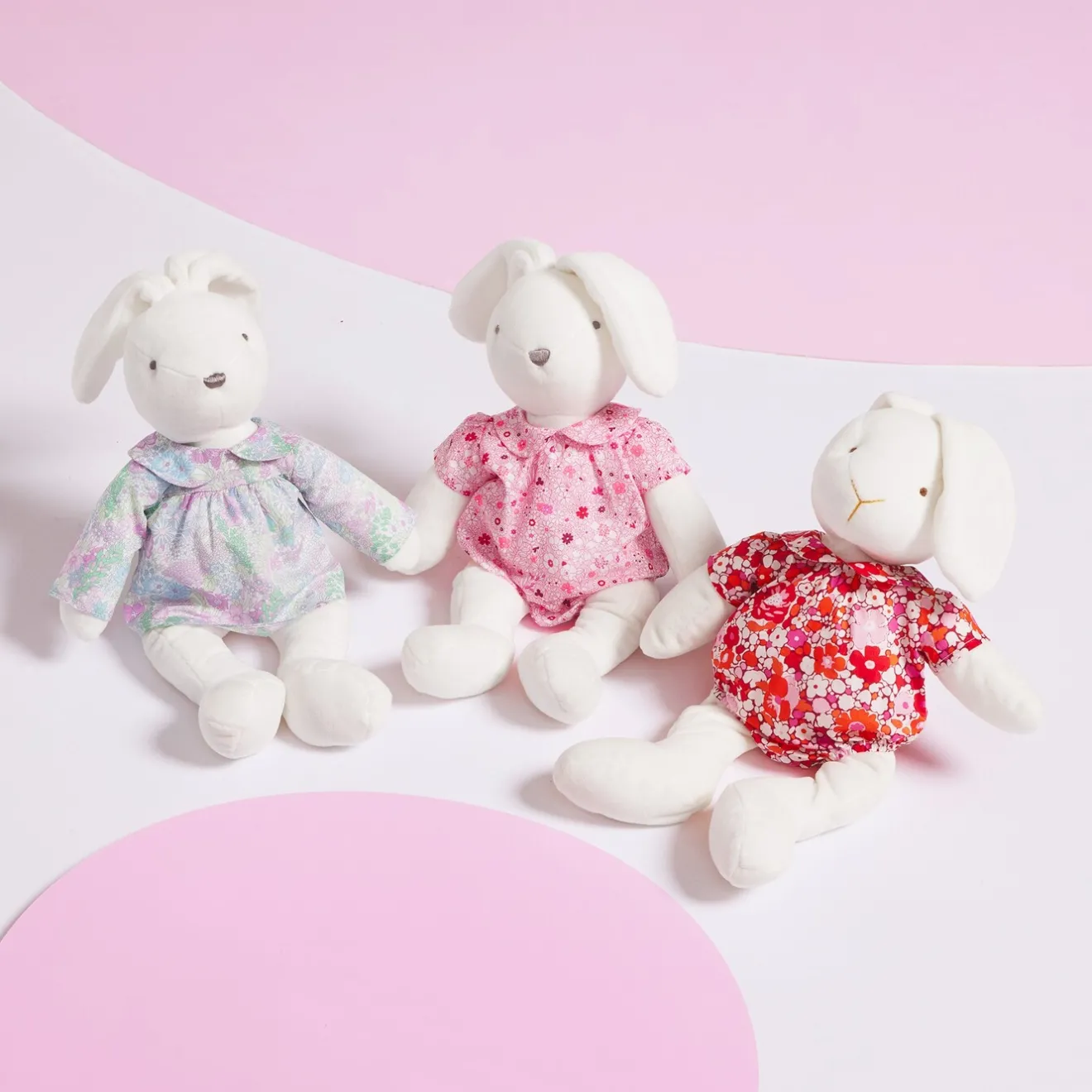 Jacadi Babyspielzeug, Plüschtiere & Schnuffeltücher|Kuscheltiere & Schnuffeltücher>Bluse fürs Häschen-Plüschtier, großes Modell WEISS/MEHRFARBIG