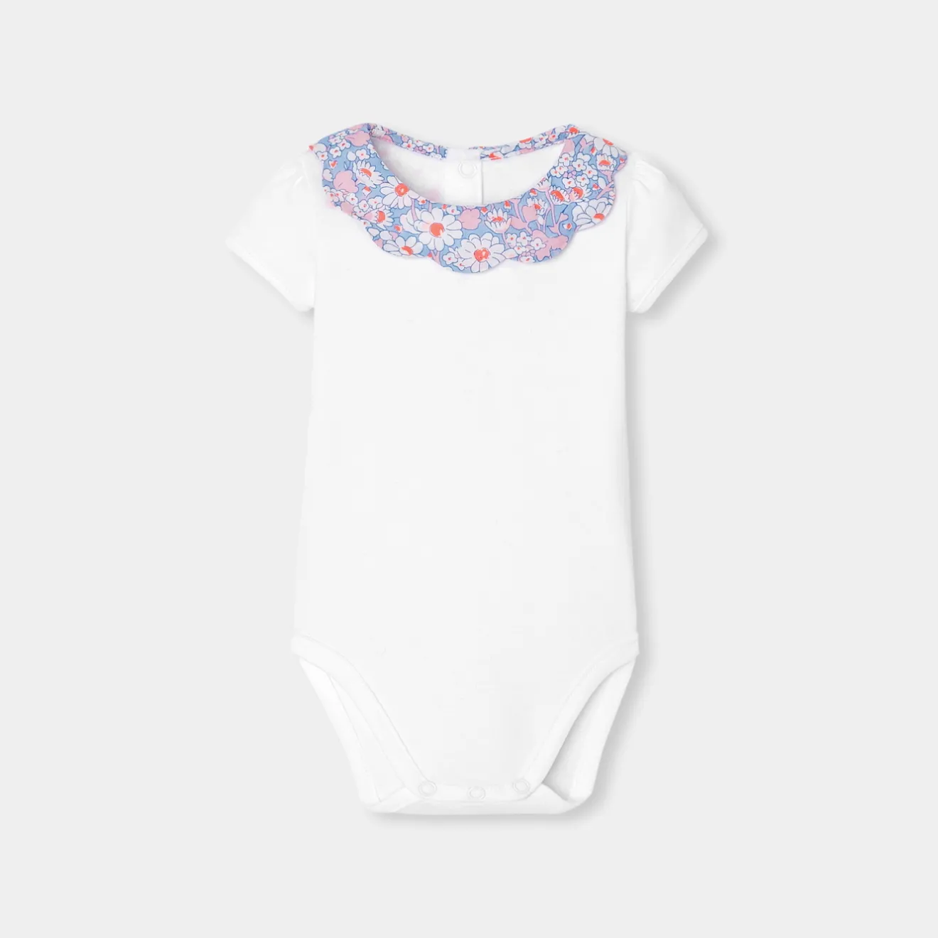 Jacadi Bodies>Body für Mädchen mit Kragen aus Liberty-Stoff JACADI WEISS