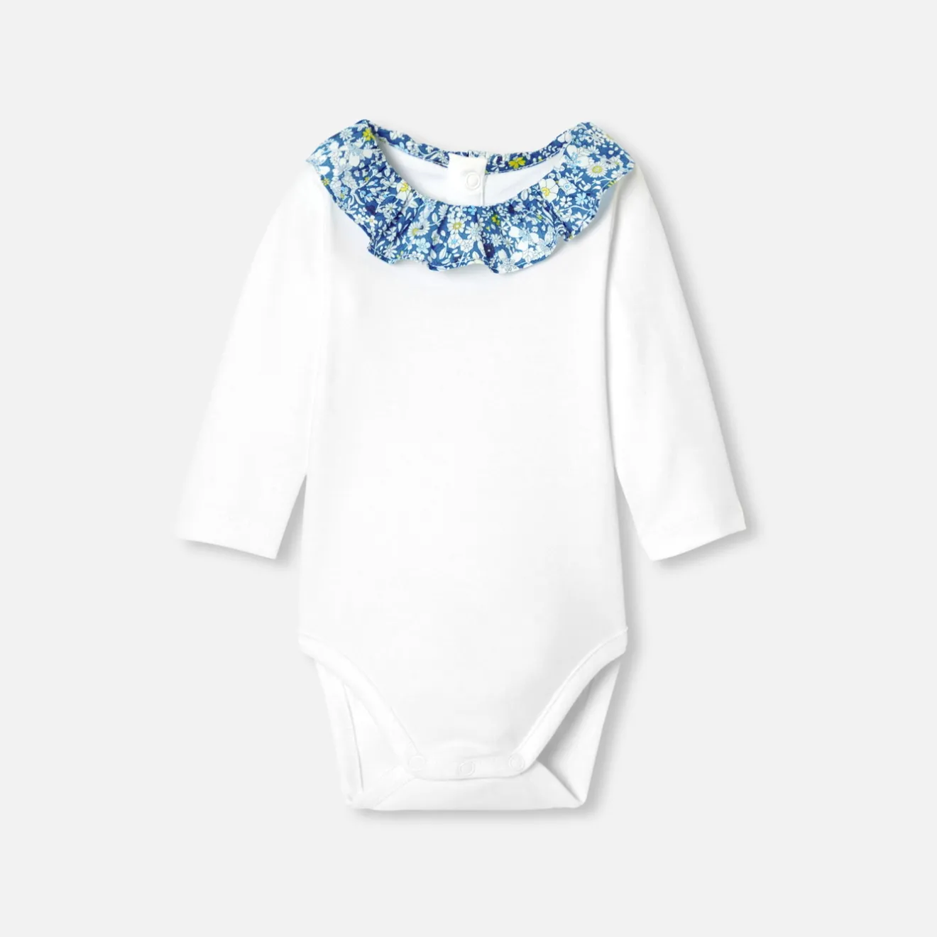 Jacadi Bodies>Body mit langen Ärmeln für Baby Mädchen WEISS/BLAU