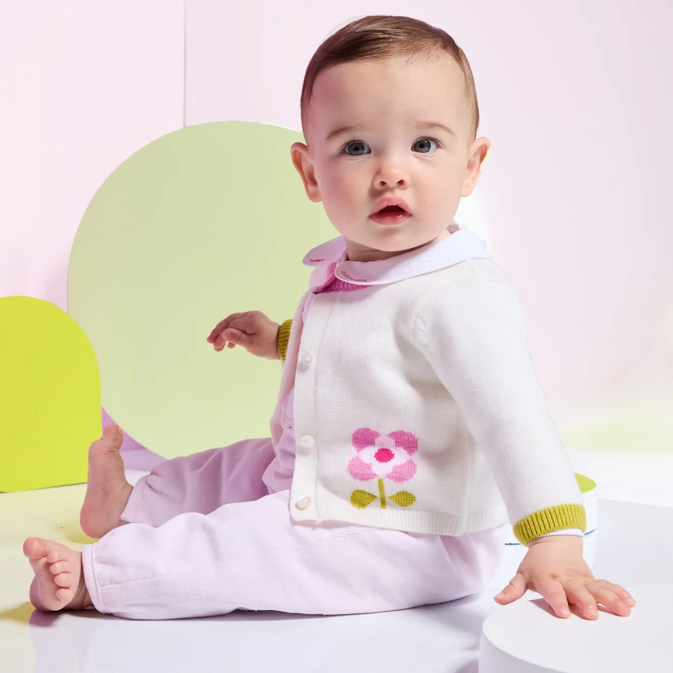 Jacadi Pullover & Cardigans>Cardigan aus Jersey für Baby Mädchen WEICHES WEISS/MEHRFARBIG