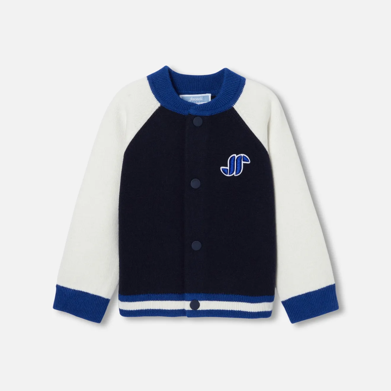 Jacadi Pullover, Sweatshirts, Strickjacken>Collegejäckchen Kleinkind Junge MARINEBLAU/WEISS