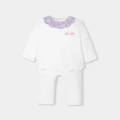 Jacadi Spieler, Latzhosen, Ensembles>Ensemble aus Doppeljersey für Mädchen JACADI WEISS