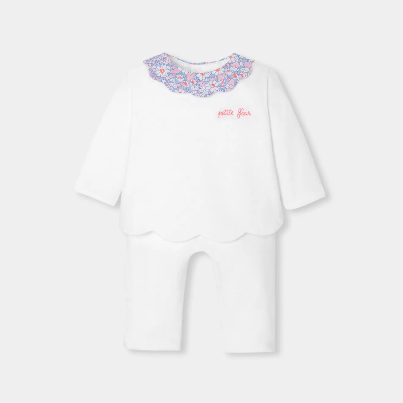 Jacadi Spieler, Latzhosen, Ensembles>Ensemble aus Doppeljersey für Mädchen JACADI WEISS