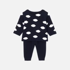 Jacadi Spieler, Latzhosen, Ensembles>Ensemble aus Jerseystrick für Babys MARINEBLAU/ECRU