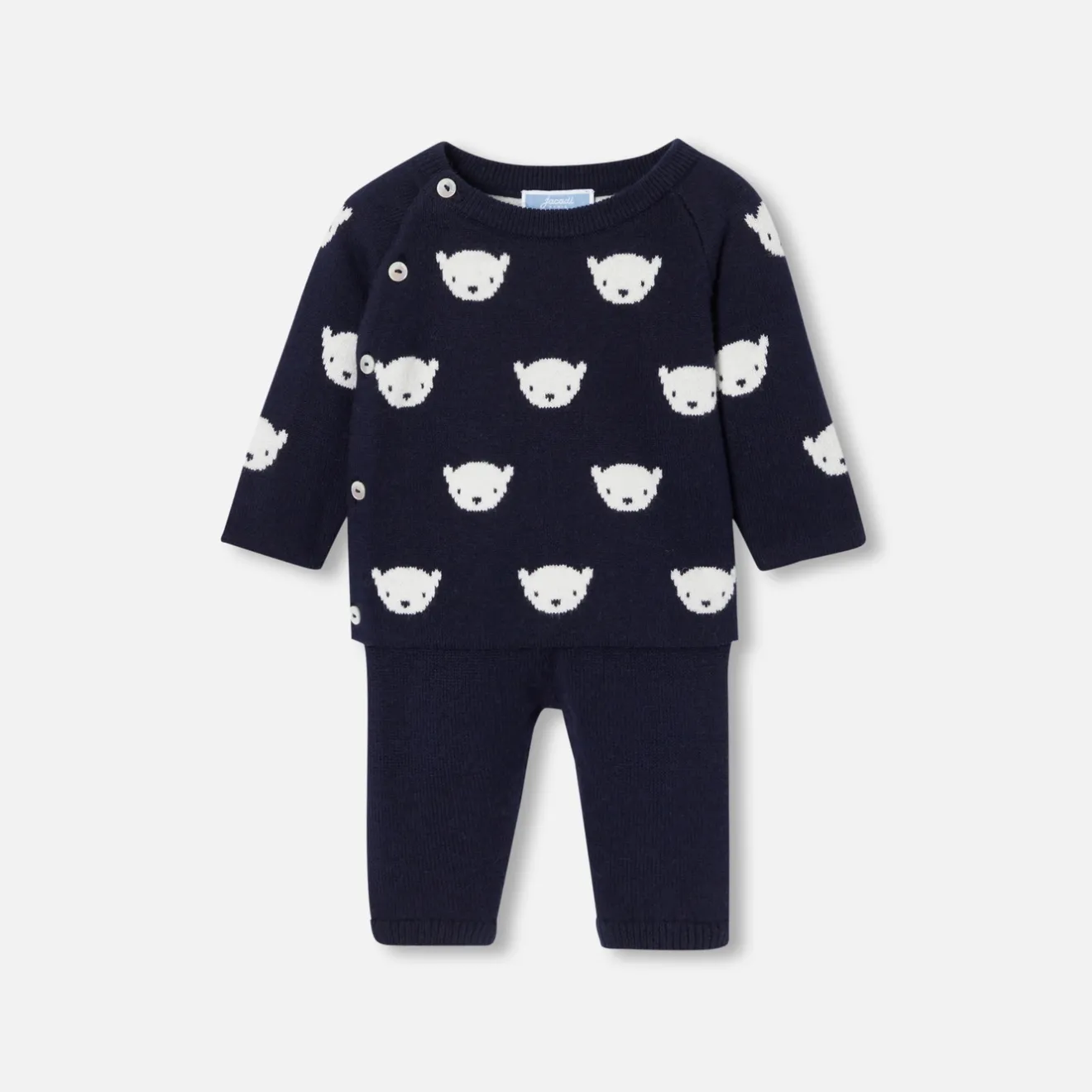Jacadi Spieler, Latzhosen, Ensembles>Ensemble aus Jerseystrick für Babys MARINEBLAU/ECRU