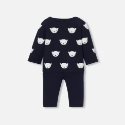 Jacadi Spieler, Latzhosen, Ensembles>Ensemble aus Jerseystrick für Babys MARINEBLAU/ECRU