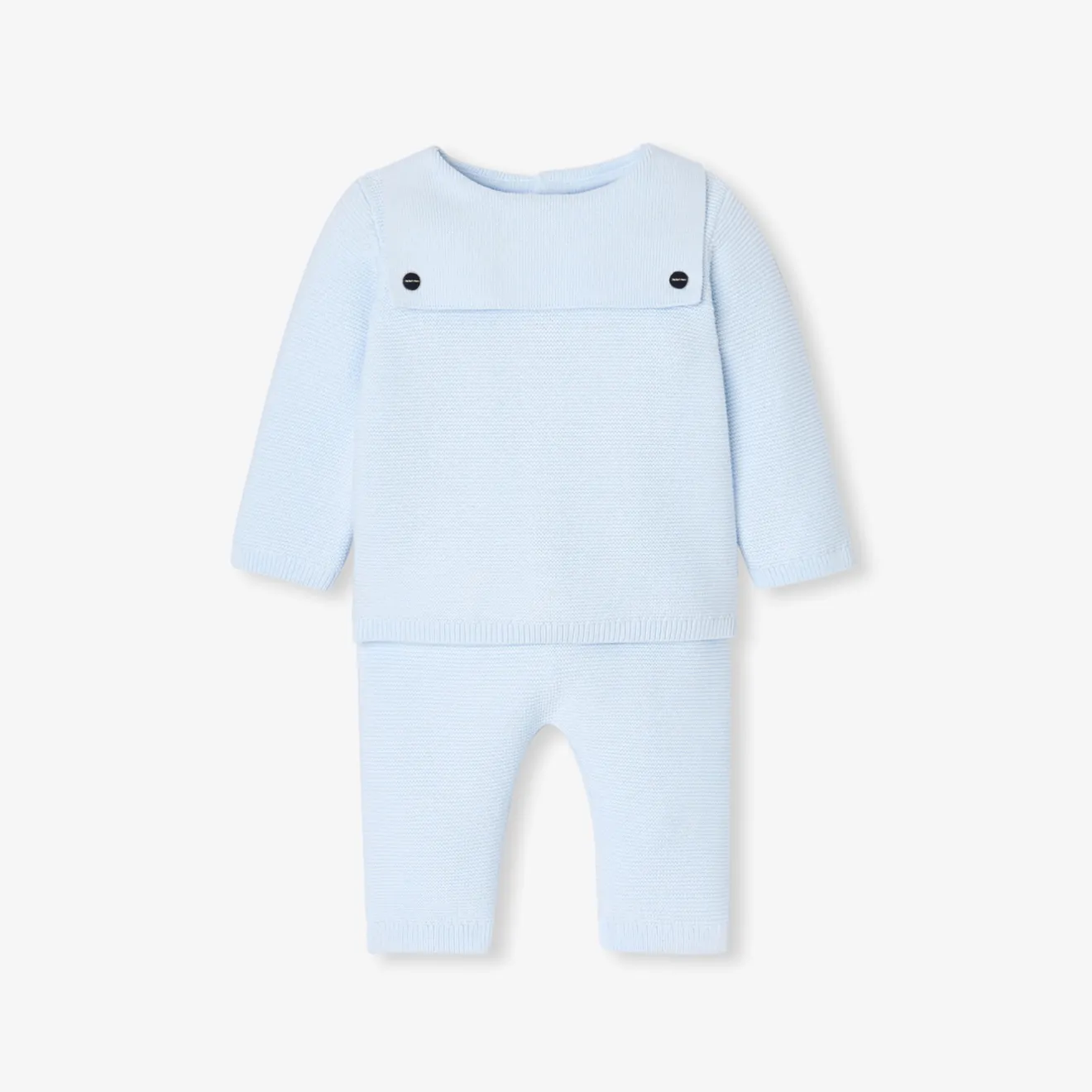 Jacadi Spieler, Latzhosen, Ensembles>Ensemble aus Krausstrick für Jungen HELLBLAU