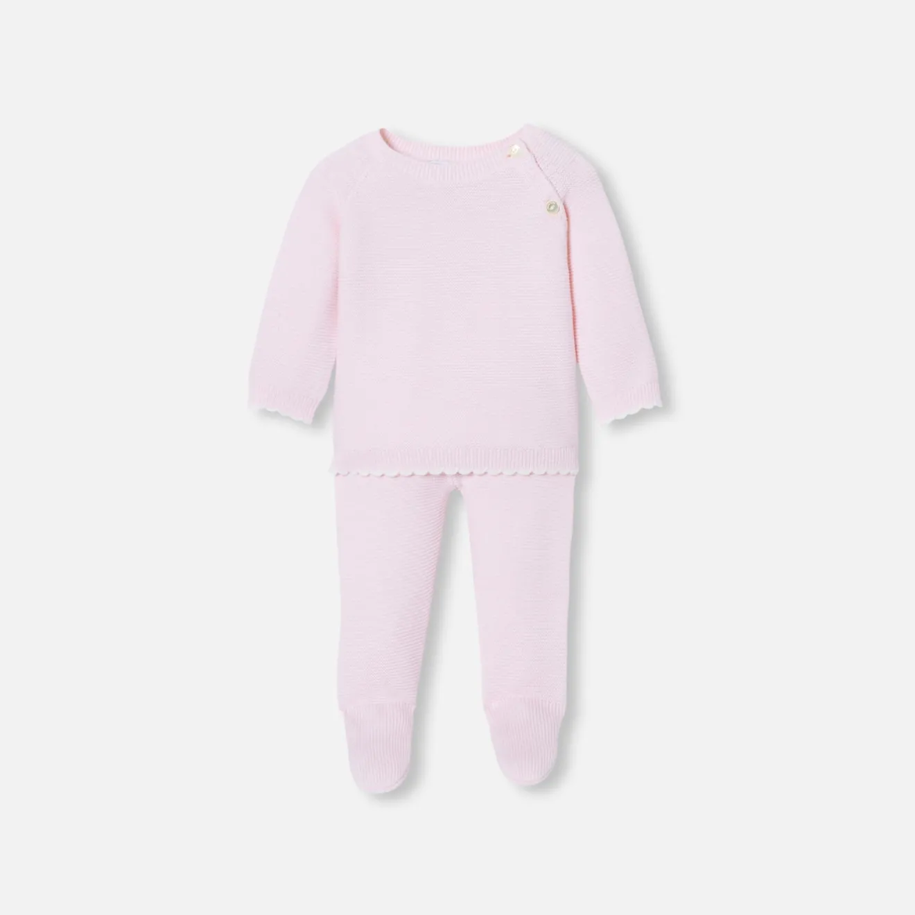 Jacadi Spieler, Latzhosen, Ensembles>Ensemble aus Krausstrick für Baby Mädchen ROSA BLASS JACADI