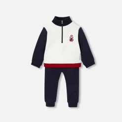 Jacadi Overalls, Latzhosen, Ensembles>Ensemble aus Molton Kleinkind Junge WEISS/MARINEBLAU