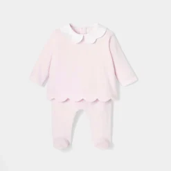 Jacadi Spieler, Latzhosen, Ensembles>Ensemble aus Samt für Mädchen ROSA BLASS JACADI