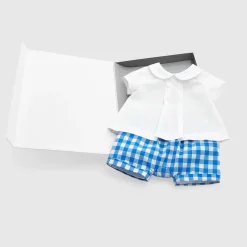 Jacadi Spieler, Latzhosen, Ensembles>Ensemble mit Vichy-Karomuster Mein erstes BLAU/WEISS