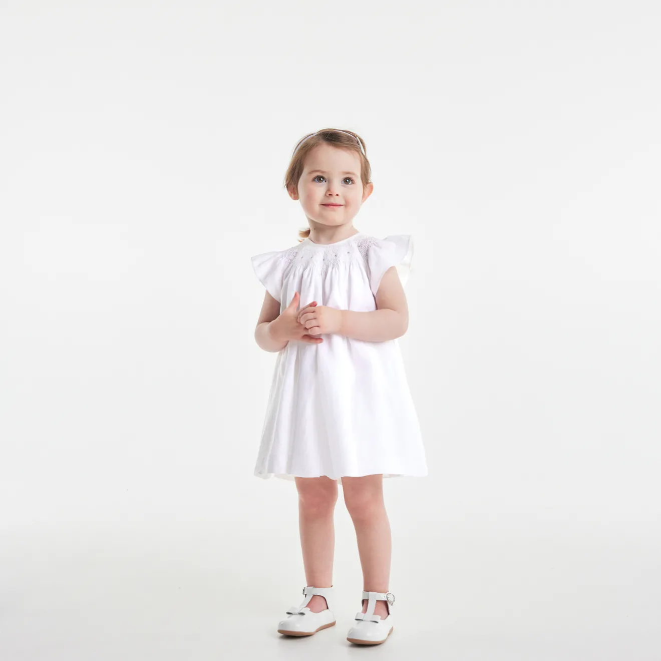 Jacadi Kleider>Festkleid aus Leinenstoff für Mädchen JACADI WEISS