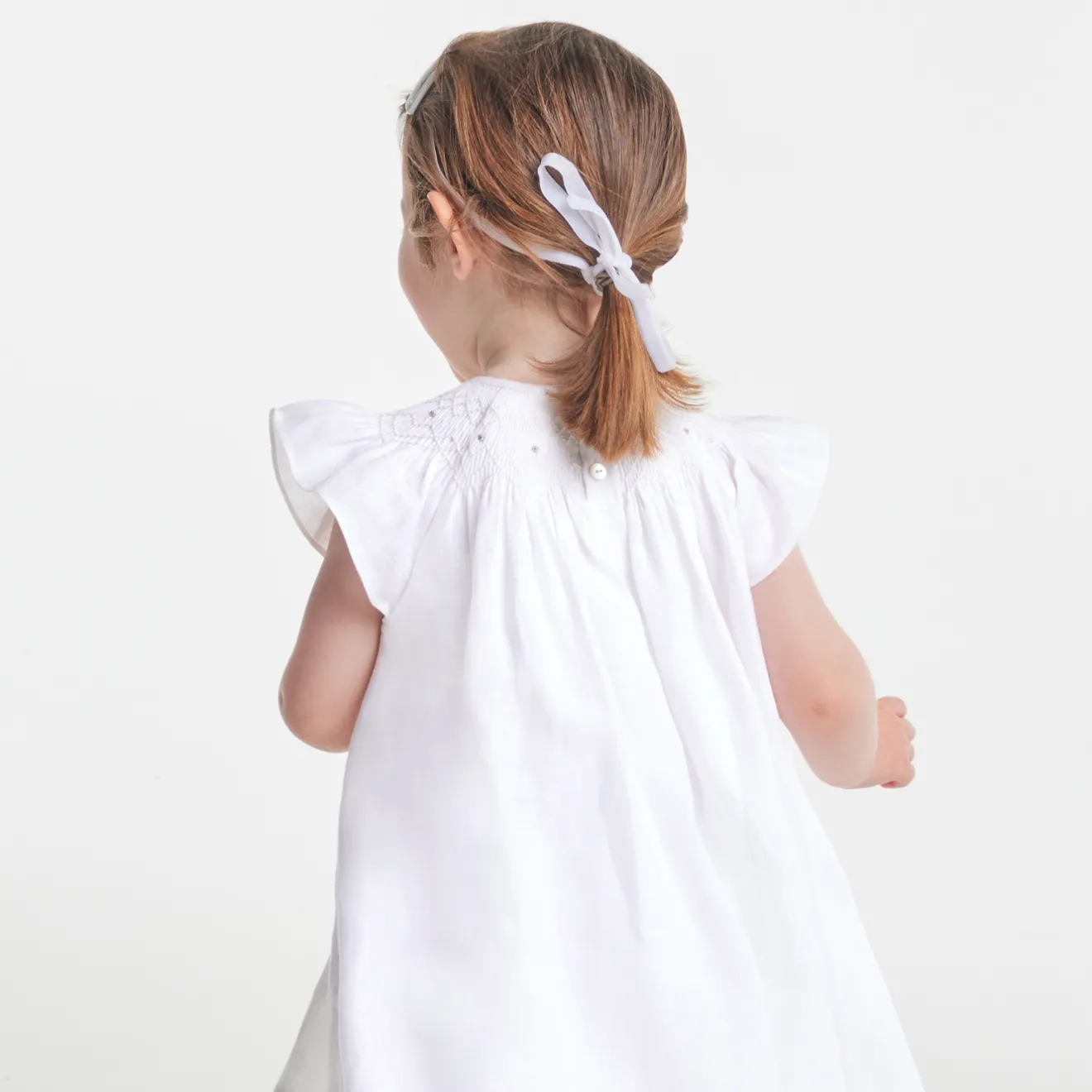 Jacadi Kleider>Festkleid aus Leinenstoff für Mädchen JACADI WEISS