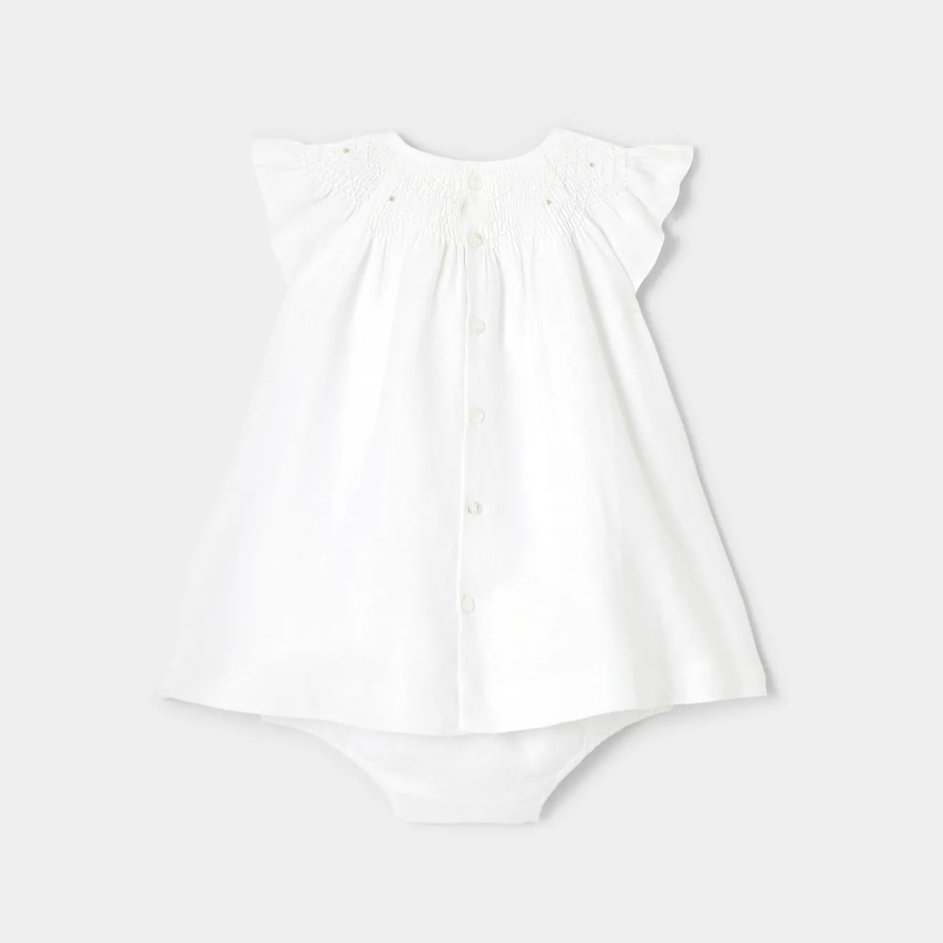 Jacadi Kleider>Festkleid aus Leinenstoff für Mädchen JACADI WEISS