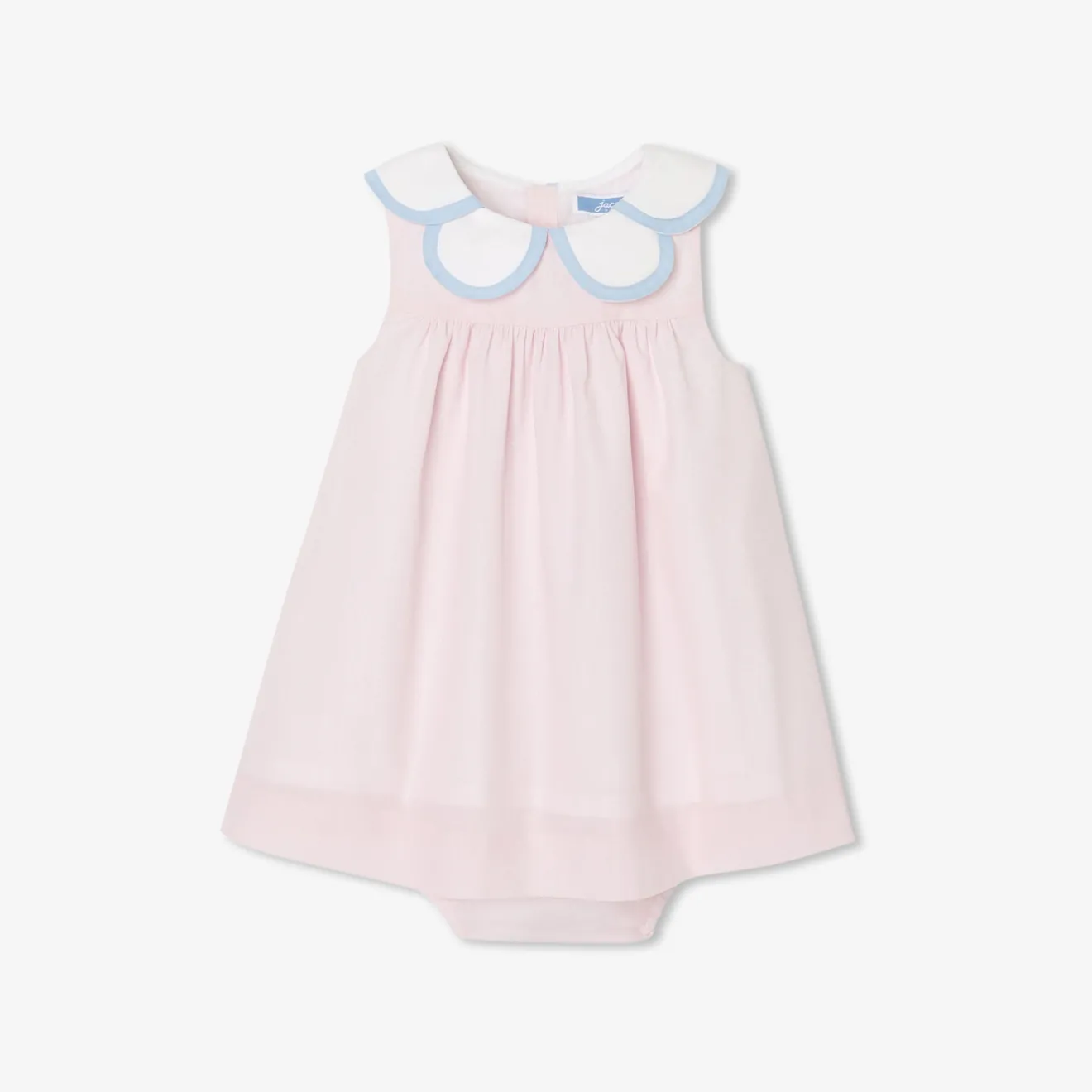 Jacadi Kleider>Fil-à-Fil-Kleid für Mädchen ROSA/WEISS