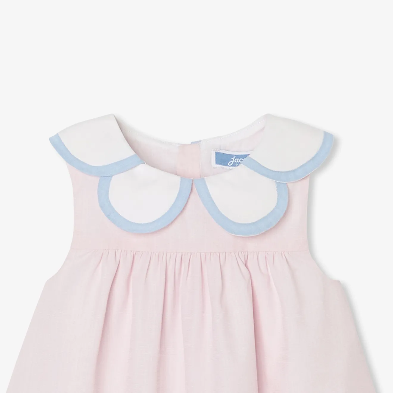 Jacadi Kleider>Fil-à-Fil-Kleid für Mädchen ROSA/WEISS