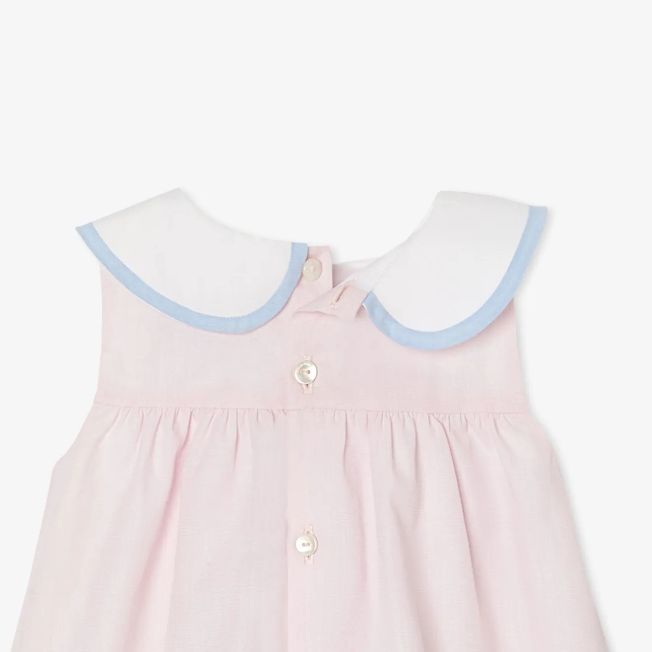 Jacadi Kleider>Fil-à-Fil-Kleid für Mädchen ROSA/WEISS