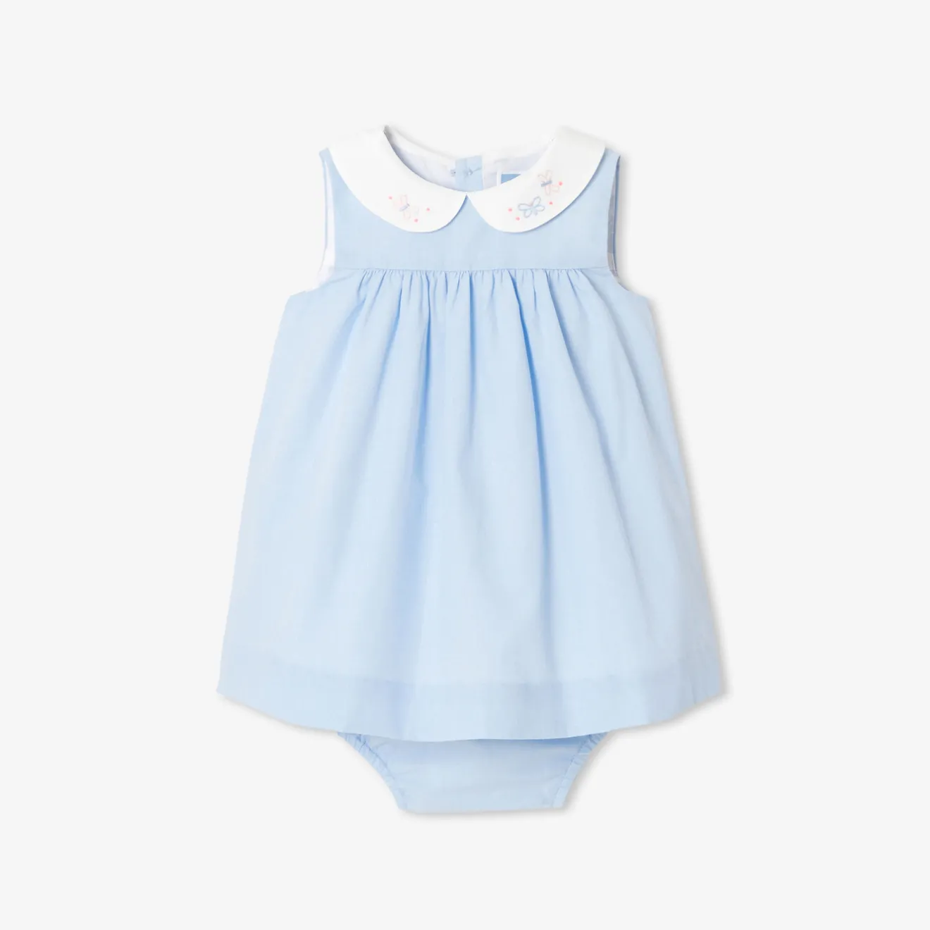 Jacadi Kleider>Fil-à-Fil-Kleid für Mädchen BLAU/WEISS