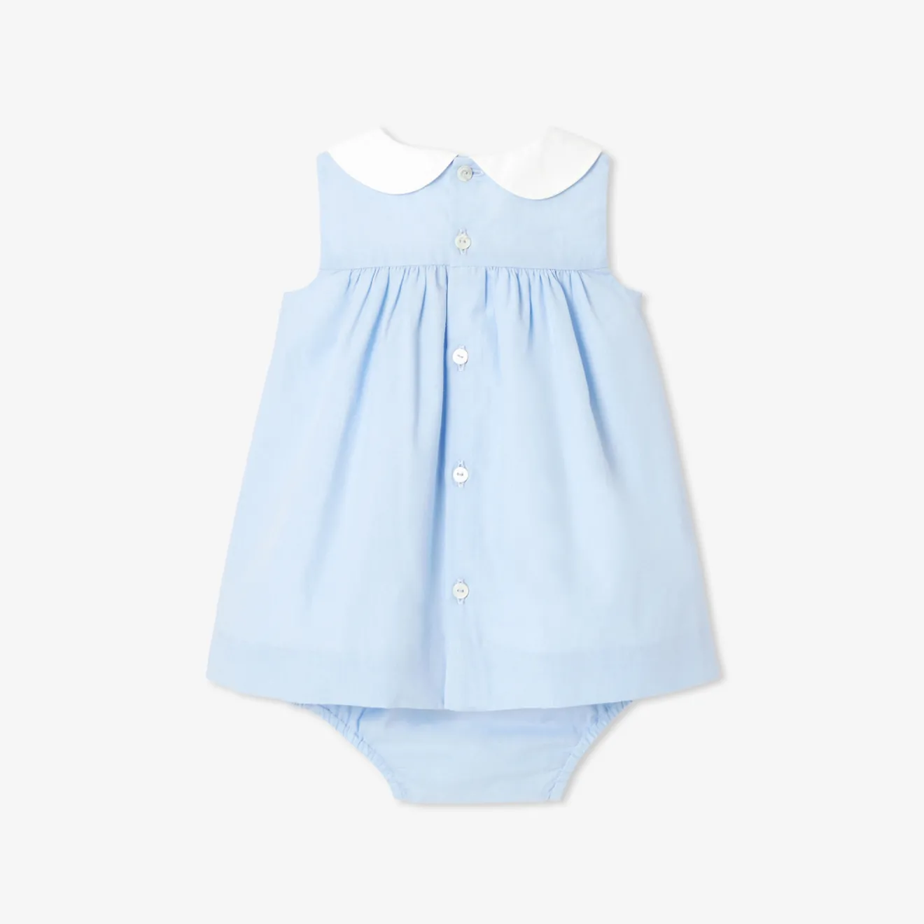 Jacadi Kleider>Fil-à-Fil-Kleid für Mädchen BLAU/WEISS