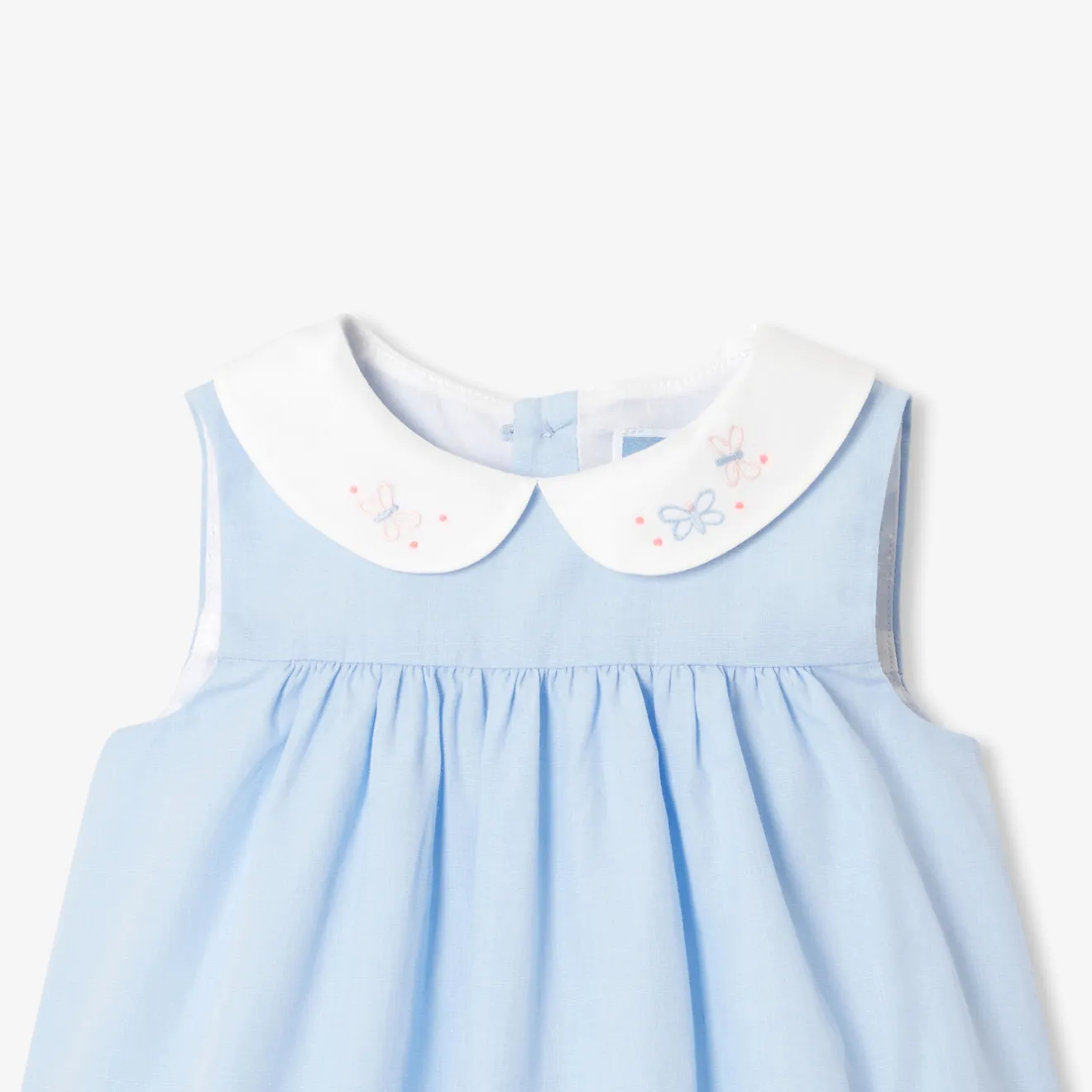 Jacadi Kleider>Fil-à-Fil-Kleid für Mädchen BLAU/WEISS