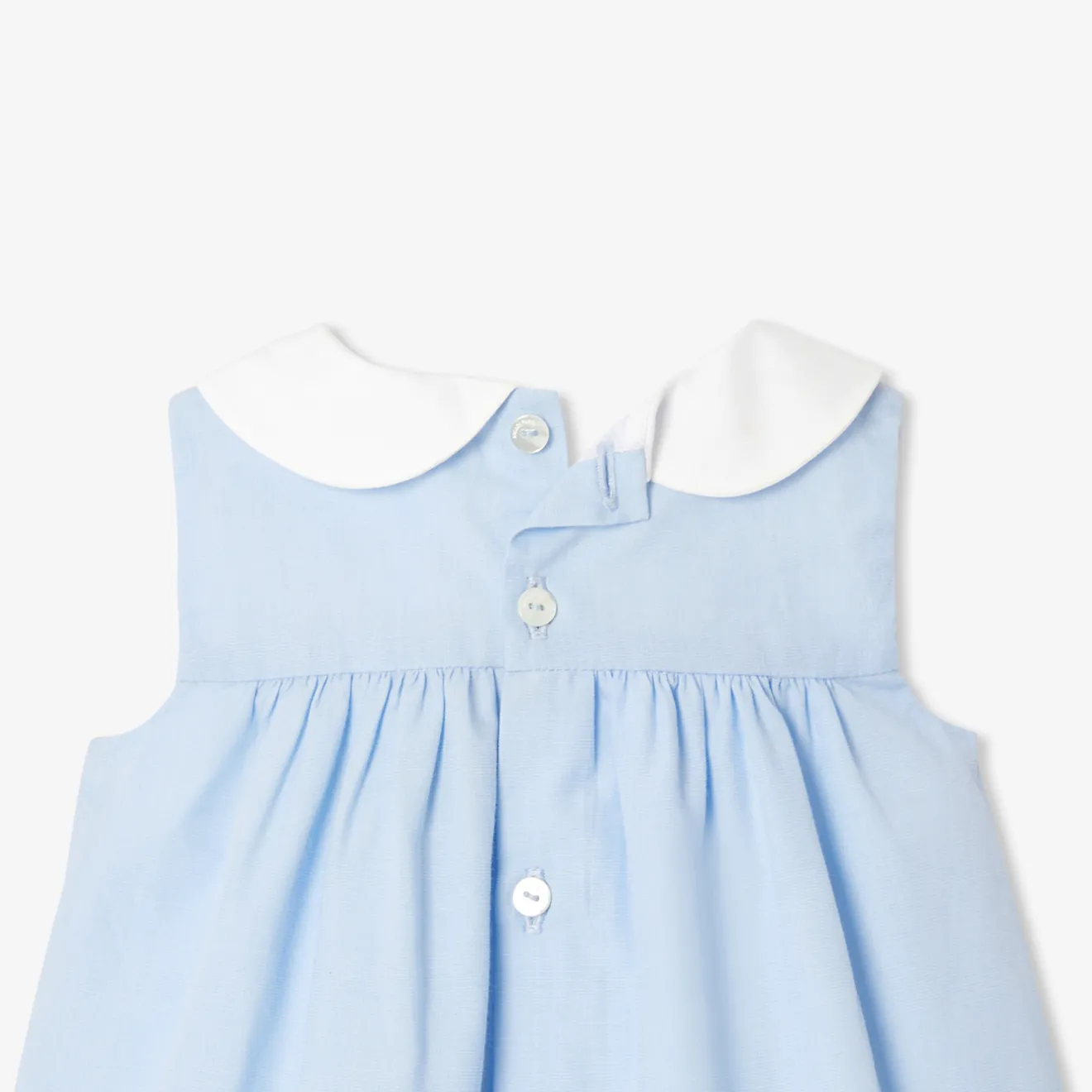 Jacadi Kleider>Fil-à-Fil-Kleid für Mädchen BLAU/WEISS