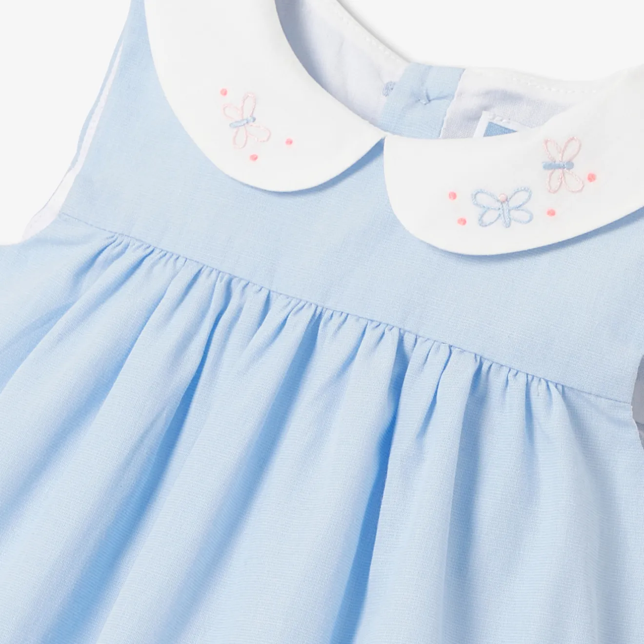 Jacadi Kleider>Fil-à-Fil-Kleid für Mädchen BLAU/WEISS