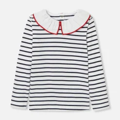 Jacadi T-Shirts, Polos, Langarmshirts>Gestreiftes T-Shirt für Mädchen WEISS/MARINEBLAU
