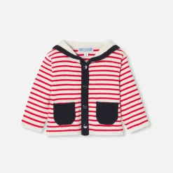 Jacadi Pullover & Cardigans>Jäckchen für Baby Jungen mit Matrosenkragen WEISS/ROT