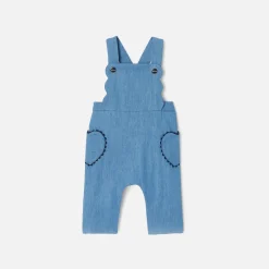 Jacadi Spieler, Latzhosen, Ensembles>Jeanslatzhose für Mädchen JEANSDUNKELBLAU