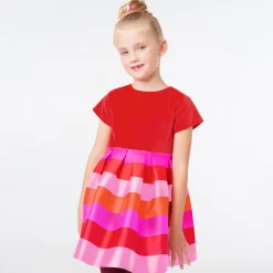 Jacadi Kleider & Röcke>Kleid aus Materialmix für Mädchen ORANGE/ MEHRFARBIG