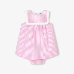 Jacadi Kleider>Kleid aus Popeline für Mädchen WEISS/ROSA