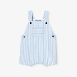 Jacadi Spieler, Latzhosen, Ensembles>Kurze Latzhose für Jungen BLAU/WEISS