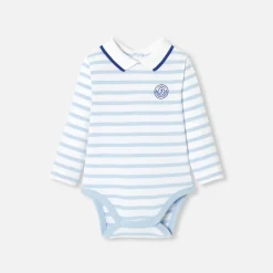 Jacadi Bodies>Langärmeliger Body Kleinkind Junge HIMMELBLAU/WEISS