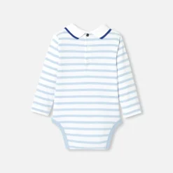 Jacadi Bodies>Langärmeliger Body Kleinkind Junge HIMMELBLAU/WEISS
