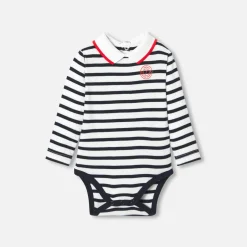 Jacadi Bodies>Langärmeliger Body Kleinkind Junge WEISS/MARINEBLAU