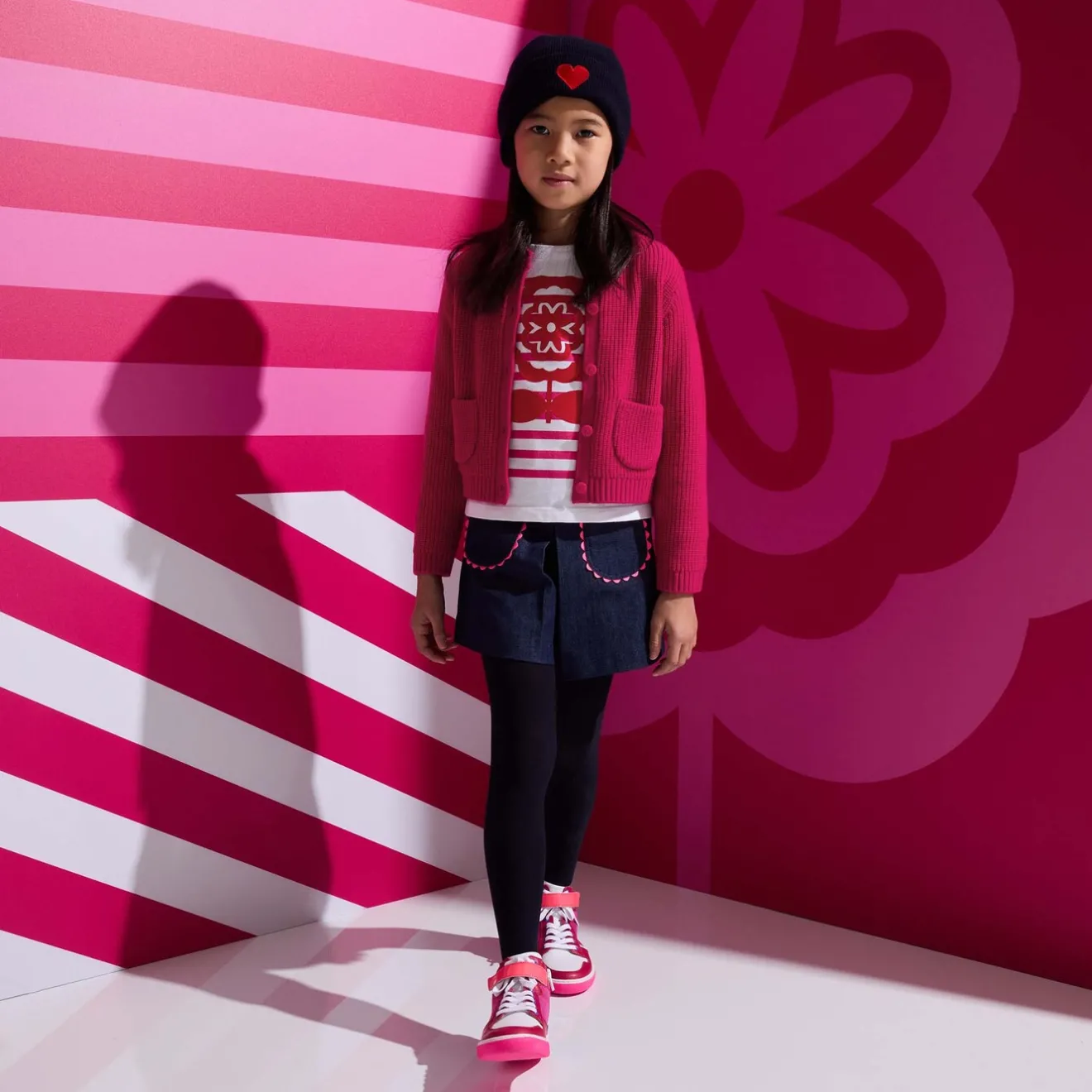 Jacadi T-Shirts, Polos, Langarmshirts>Matrosenshirt für Mädchen WEISS/ROSA