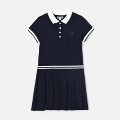 Jacadi Kleider & Röcke>Mädchenkleid aus Baumwoll-Pikee MARINEBLAU JACADI