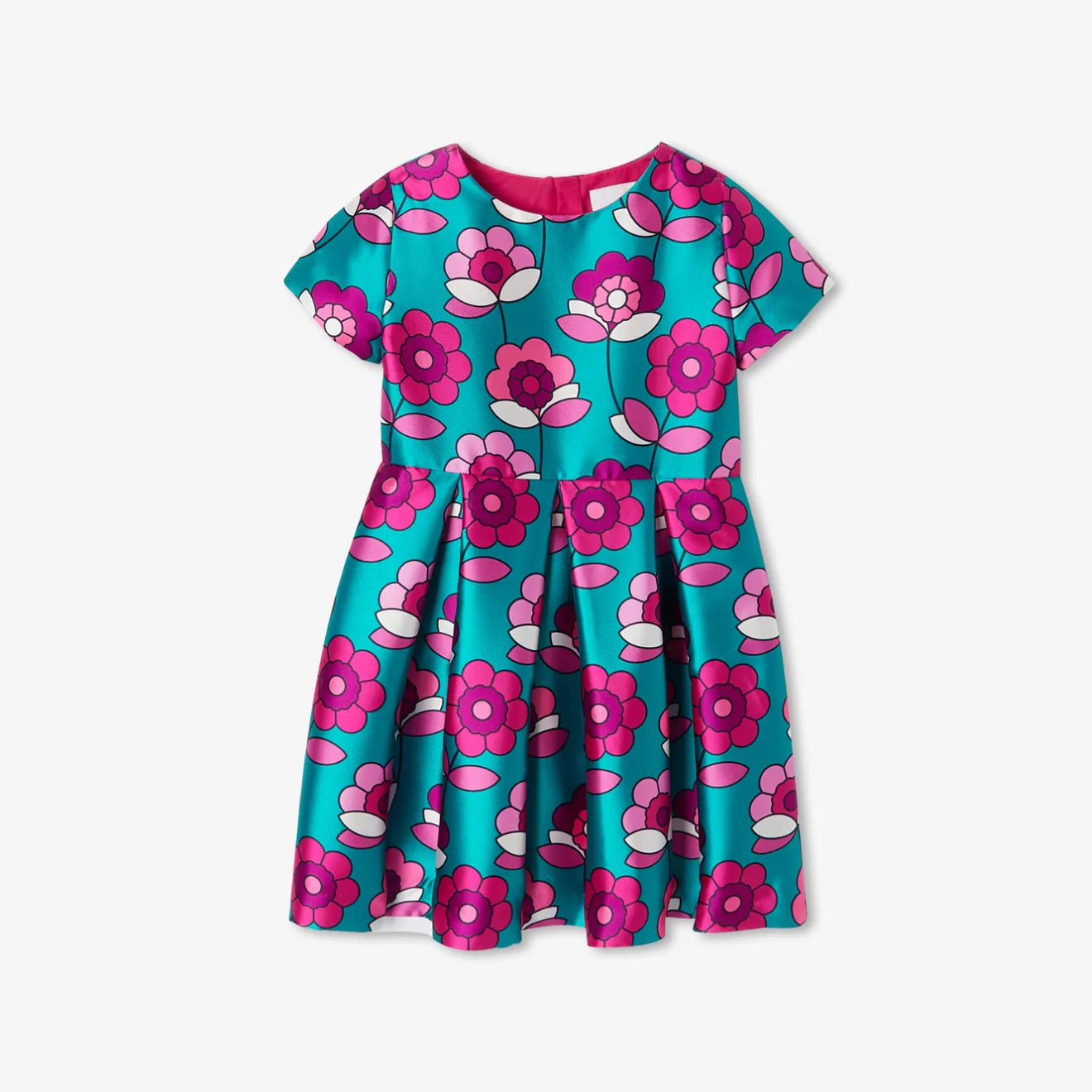 Jacadi Kleider & Röcke>Mädchenkleid aus Satin BLAU/MEHRFARBIG