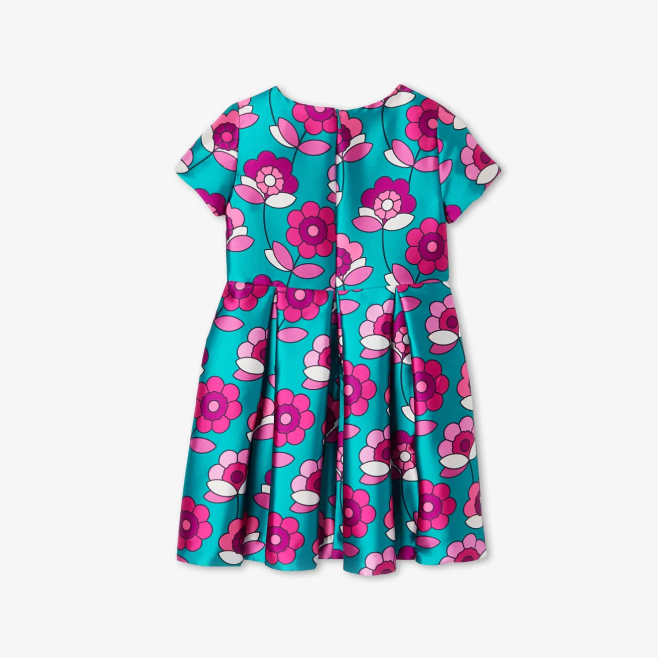Jacadi Kleider & Röcke>Mädchenkleid aus Satin BLAU/MEHRFARBIG