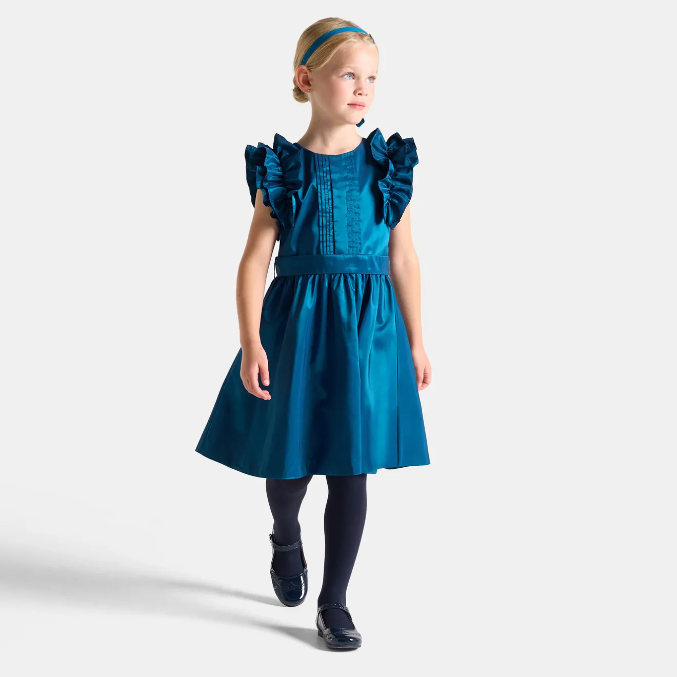 Jacadi Kleider & Röcke>Mädchenkleid aus Taft TÜRKISBLAU