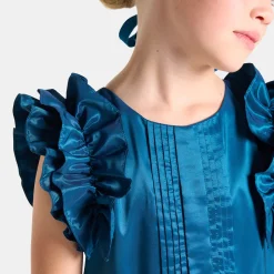 Jacadi Kleider & Röcke>Mädchenkleid aus Taft TÜRKISBLAU