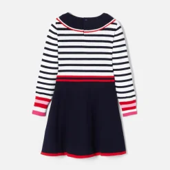 Jacadi Kleider & Röcke>Mädchenkleid mit Ballonärmeln WEISS/MARINEBLAU